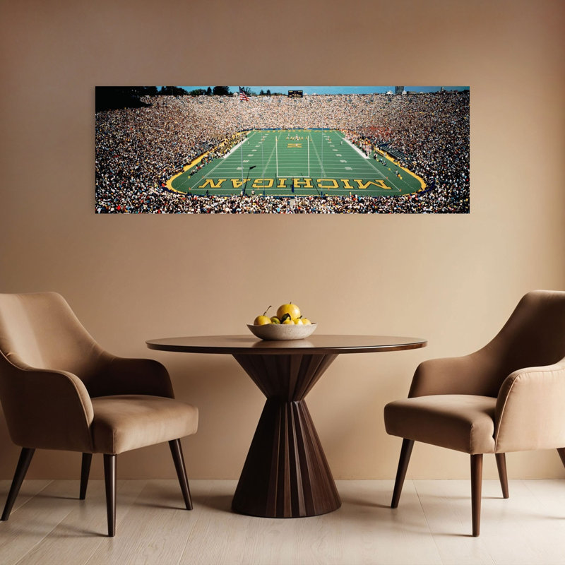 University Of Michigan Stadium Ann Arbor Michigan USA 1 Piece Wrapped Canvas Panoramic Wall Art, 40.64 cm H x 121.92 cm W