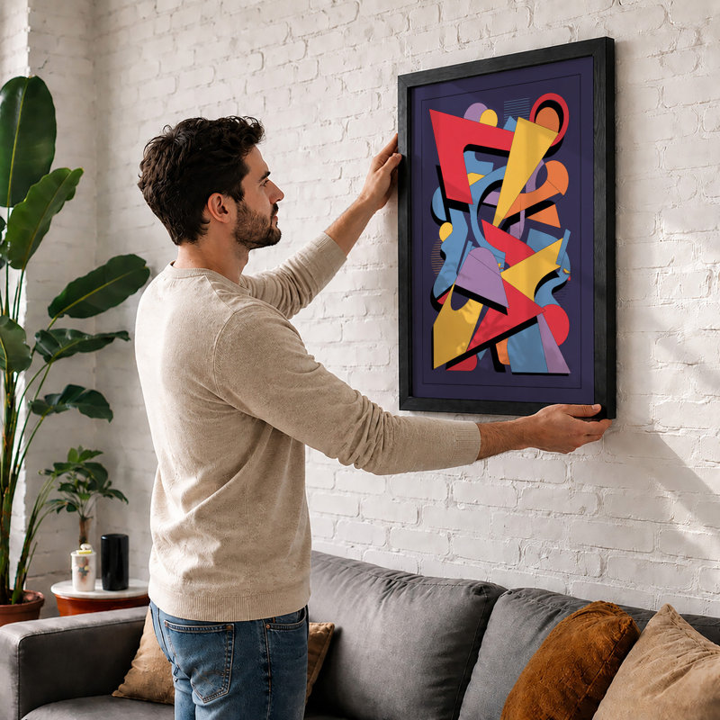 Colour Forms In Motion Geometric - Print, Black, A3 - 42.0 x 29.7 cm