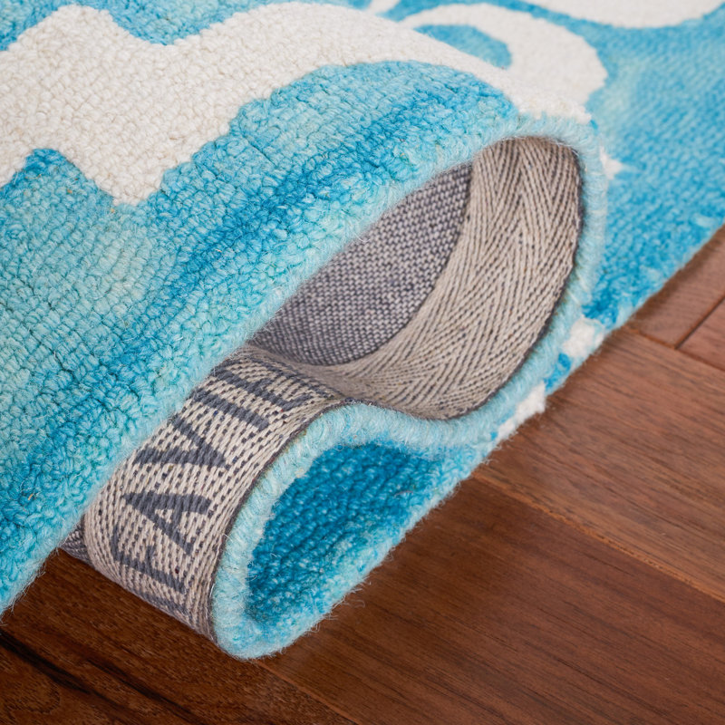 Dip Dye Hand Tufted Wool Geometric Rug, Rectangle 6' x 9'