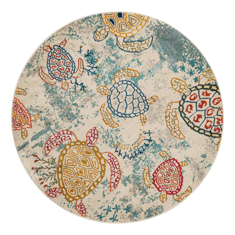 Vargas Animal Print Beige Area Rug, Round 4'1"