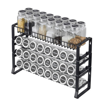 Étagère à épices extensible à 4 niveaux pour armoire et comptoir, étagère de rangement en fer à fixation murale