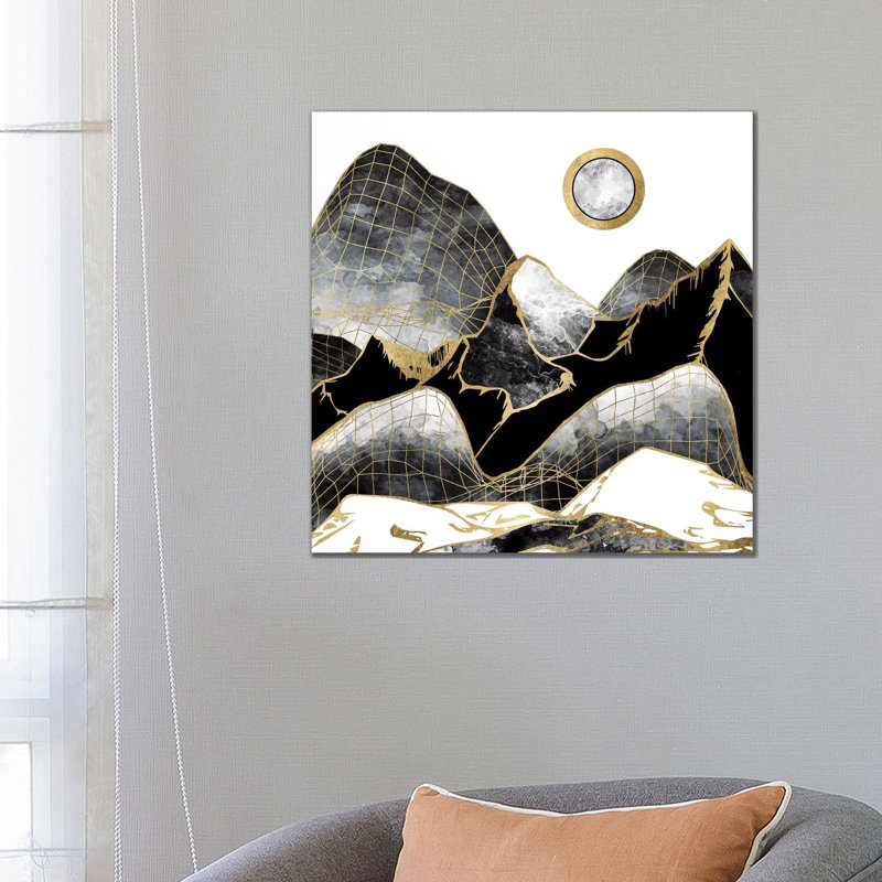 Minimal Black And Gold Mountains - Print on Canvas, Wrapped Canvas, 66.04 cm H x 66.04 cm W x 3.175 cm D