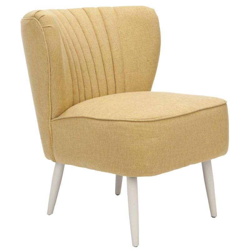 Upholstered Slipper Chair, Gold/Eggshell