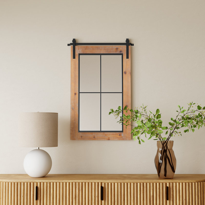 Enora Wood Rectangle Mirror, Rustic Brown, 37" x 22"
