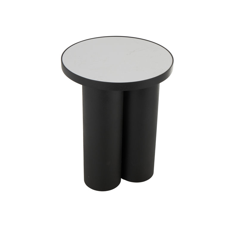 Cole And Grey Side End Accent Table With White Marble Tabletop
