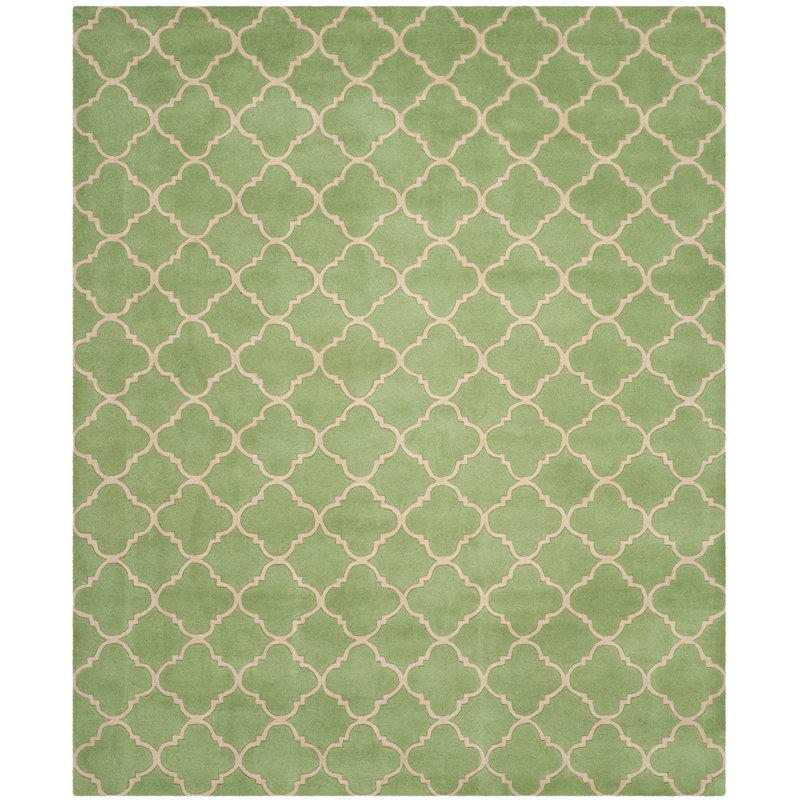 Tapis géométrique en laine touffeté à la main Emrick, Tapis de couloir 2 pi 3 po x 7 pi