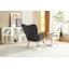 Fauteuil à bascule Teddy en tissu avec repose-pieds réglable, dossier haut et poche de rangement, piètement en bois massif et métal, gris foncé-1337992301