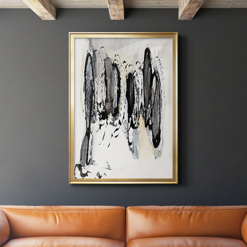 Gray Scribbles I, reproduction encadrée de qualité supérieure - prête à être accrochée, Or, H 42,5 po x l 30,5 po x P 1 po