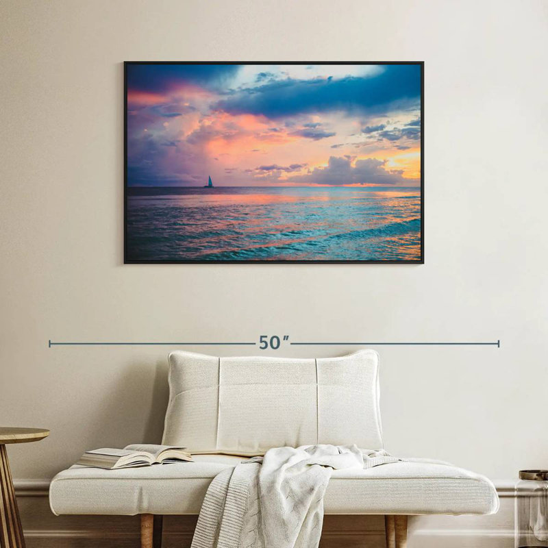 Coucher de soleil au Panama, Cadre flottant noir, 40 po x 27 po