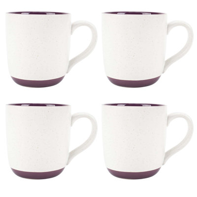 Ensemble de 4 tasses en céramique mouchetées blanches et mauves