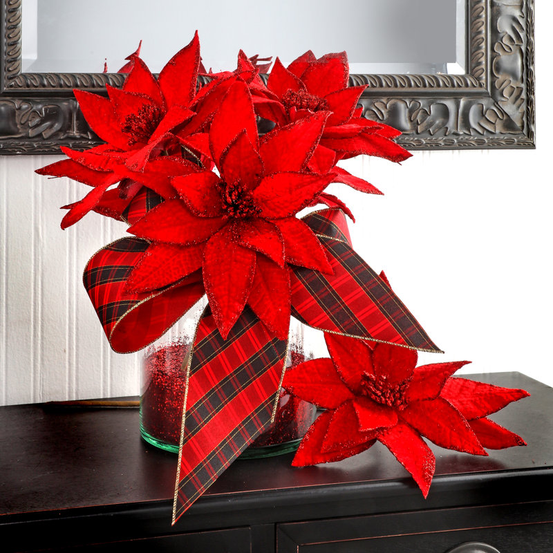 Velours à paillettes avec pointe de poinsettia