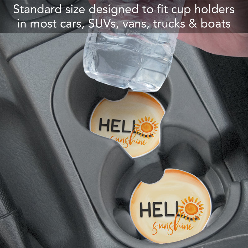 Sunshine Hello 2 Pack Stone Car Coasters