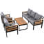 Patio Conversation pour 5 personnes avec table basse en bois, coussin amovible et table basse solide-824005994