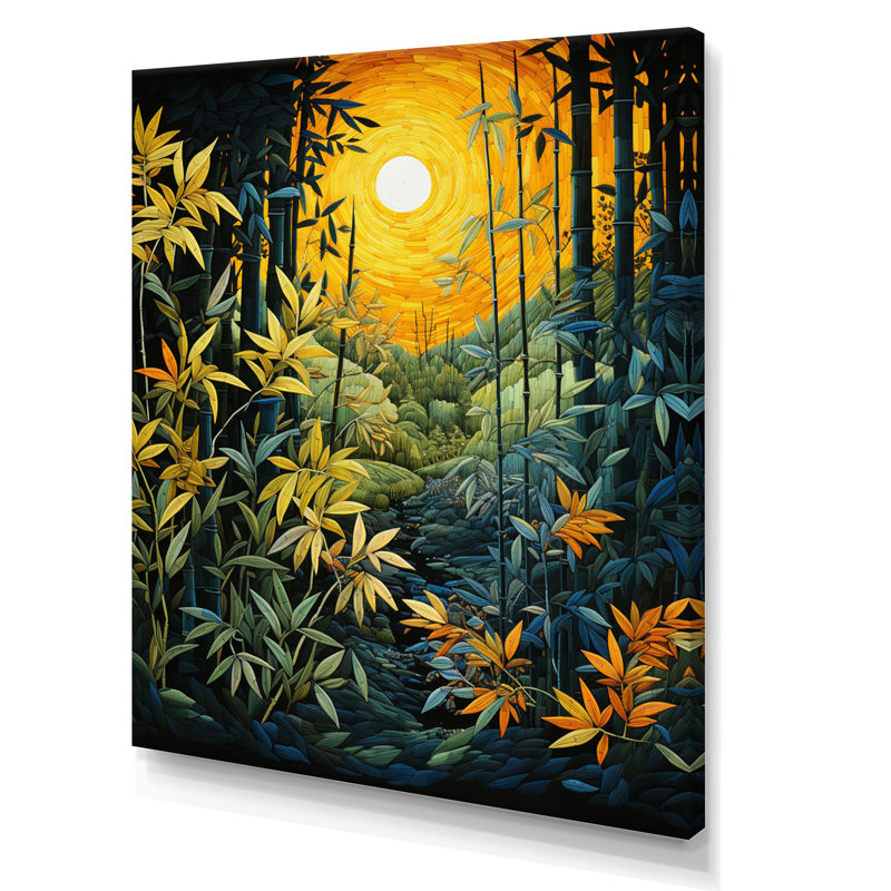 Art asiatique sur fond de bambou Ladislau, impression sur toile III, H 32 po x l 16 po x P 1 po, Toile tendue