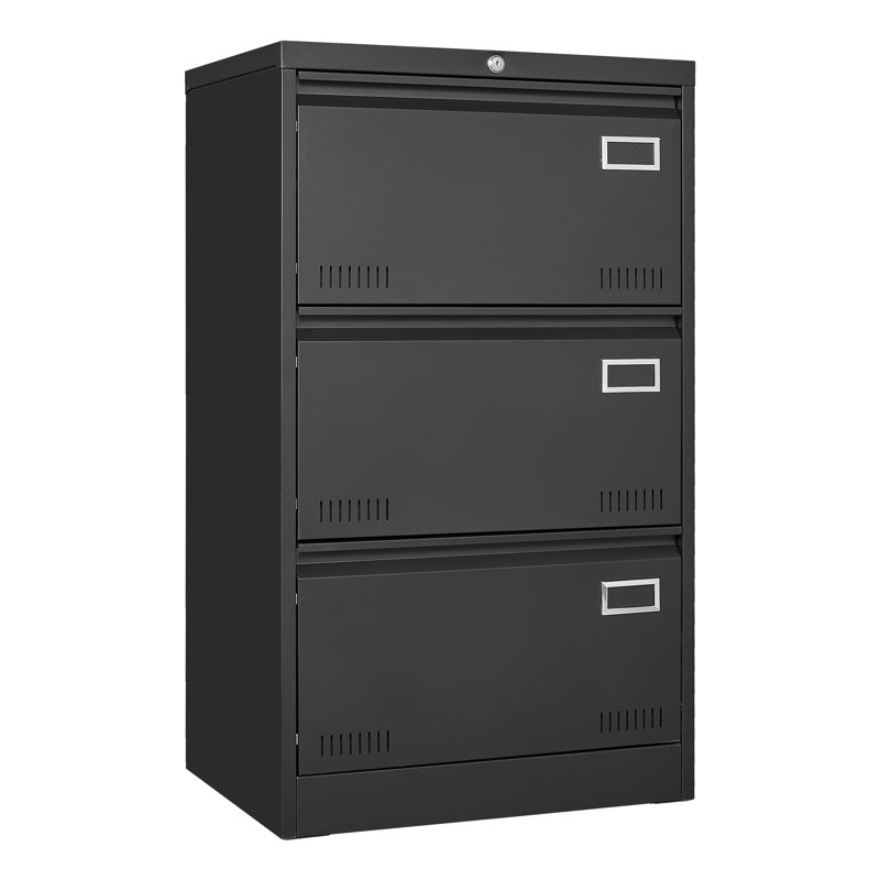3 Drawer Filing Cabinet With Lock, Metal Lateral File For Home Office, Large Capacity Storage, -Proof, Black 3 Proof & Easy Access