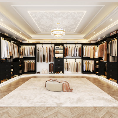 127.5” x 86.8” Closet System with Wooden Drawes(Adjustable Width)