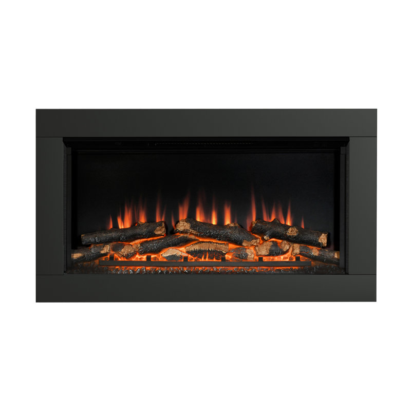 Avella Wall-Mounted Inset Electric Fireplace, Matt Black