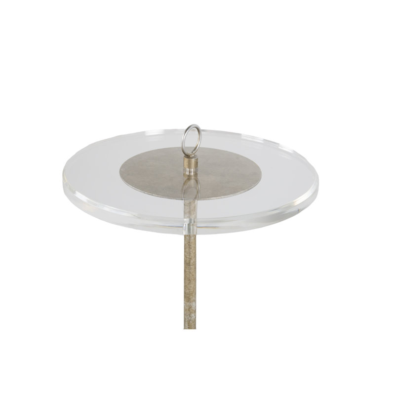 Gray Alabaster and Lucite Round End Table