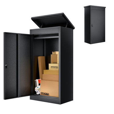 Package Delivery Boxes for Outside, Extra Large Parcel Drop Boxes with Secure Storage, Anti-Theft Galvanized Steel,Waterproof Package Delivery Box for Outdoor Porch (20''L x 15''W x 48''H/ Black)