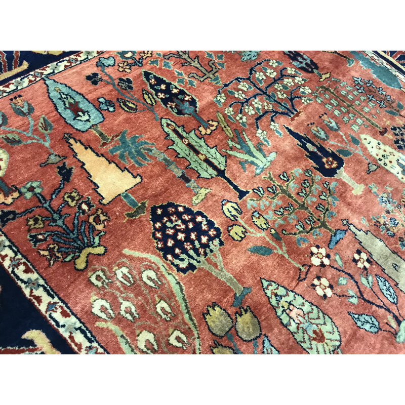 Hand-Knotted High-Quality Orange Area Rug