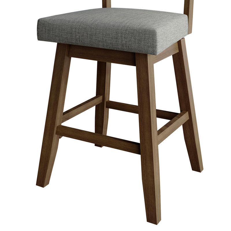 5-Piece Counter-Height Square Dining Set with Linen Swivel Chairs, Grey, Grey