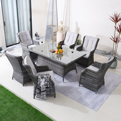 Aeryna 6-Person Rectangular Outdoor Dining Set With Cushions