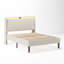 Platform Bed Frame with Fabric Upholstered Headboard and Wooden Slats Support-302995964