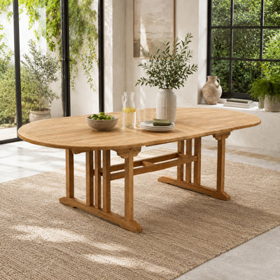 Table de salle à manger d'extérieur extensible en teck de 82 à 118 po