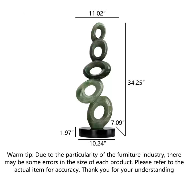 Modern Minimalist Resin Wooden Base Five Blessings Jade Stacking Sculpture Decoration Item