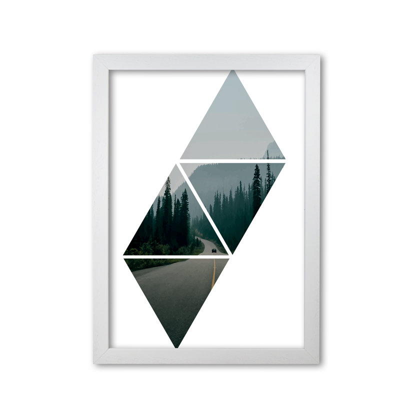 Abstract Triangles And Forest - Print, White Grain Frame, 30 cm H x 21 cm W x 5 cm D
