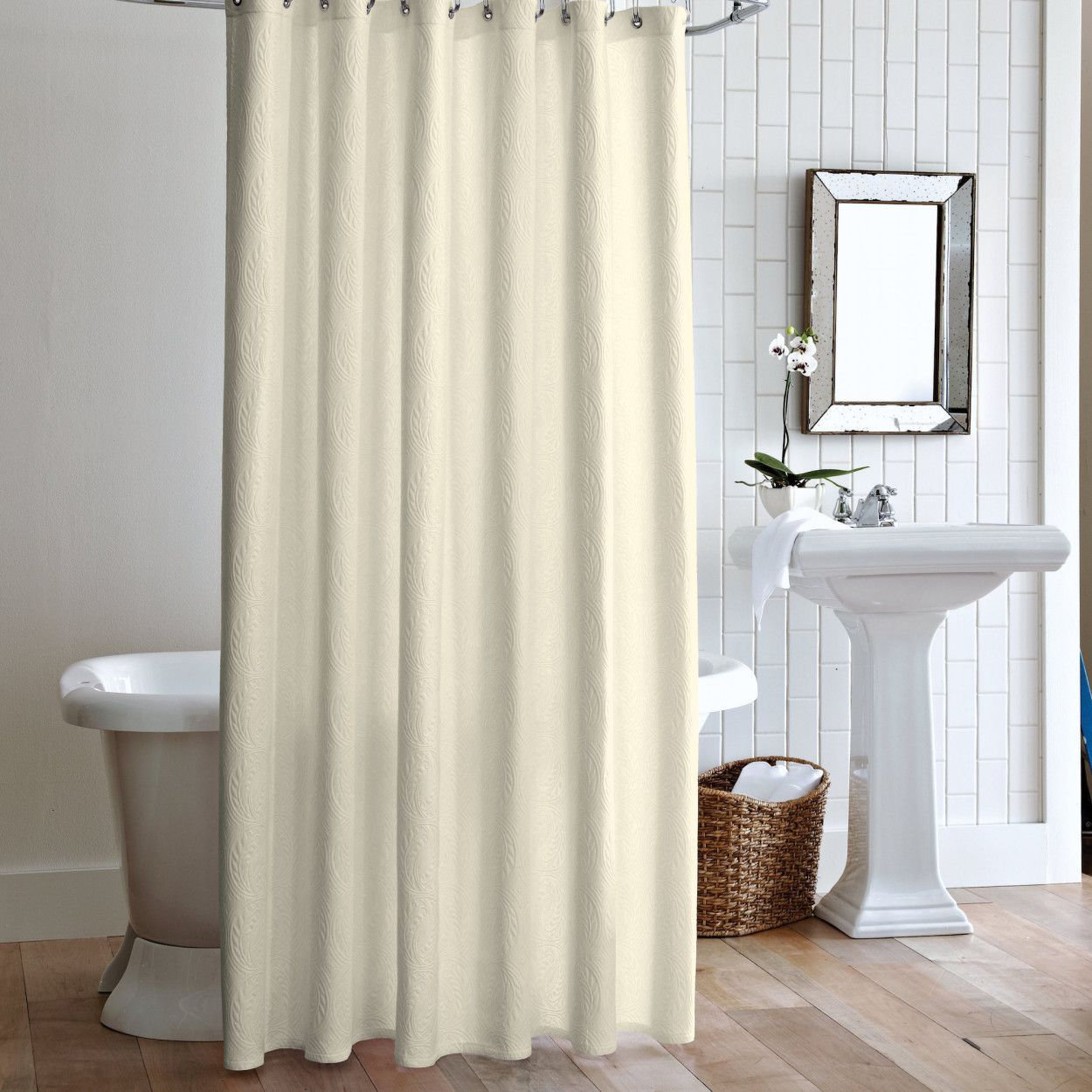 Vienna Cotton Shower Curtain, Linen