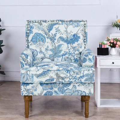 Chaises d'appoint Comfort, bois et tissu, motif floral maison de campagne, salon maison