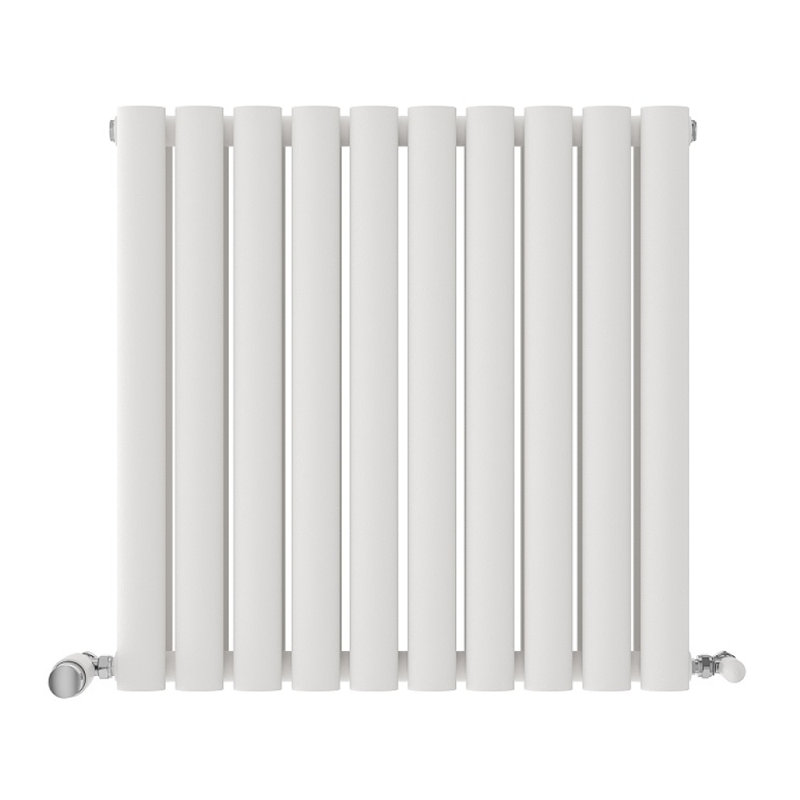 iBathUK Princia Horizontal Double Oval Panel Radiator, White, 600cm H x 600cm W x 79cm D