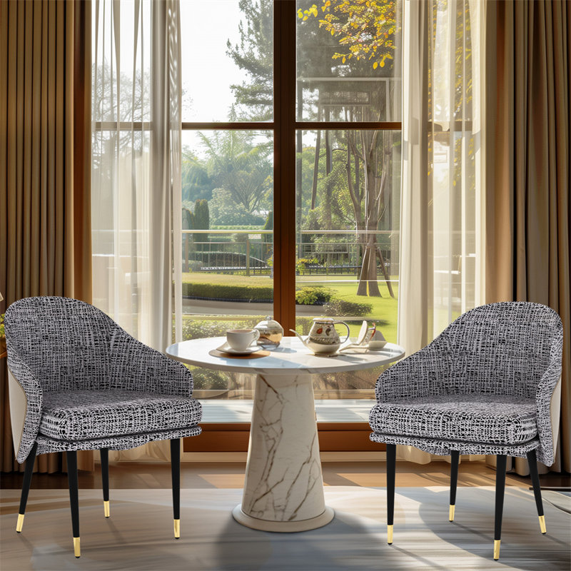 Ensemble de 2 chaises de salle à manger rembourrées de luxe, Beige