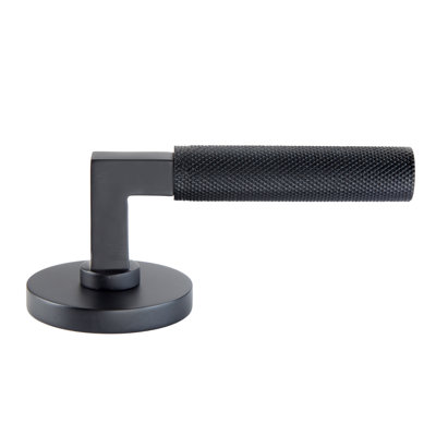 Bravura 846-6 Knurled Passage Lever on Round Contemporary Rose in Matte Black