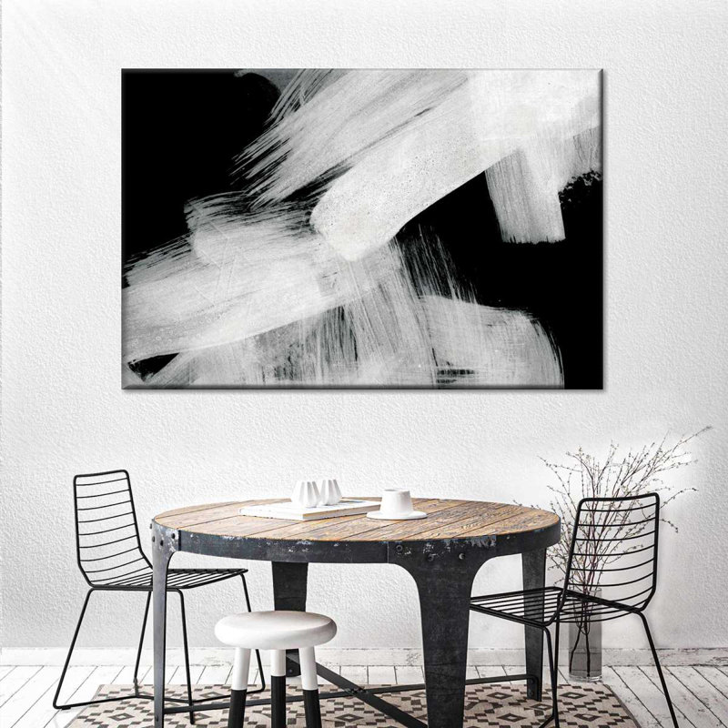 «Black and White Abstract», reproduction sur toile, H 16 po x l 24 po x P 1,25 po