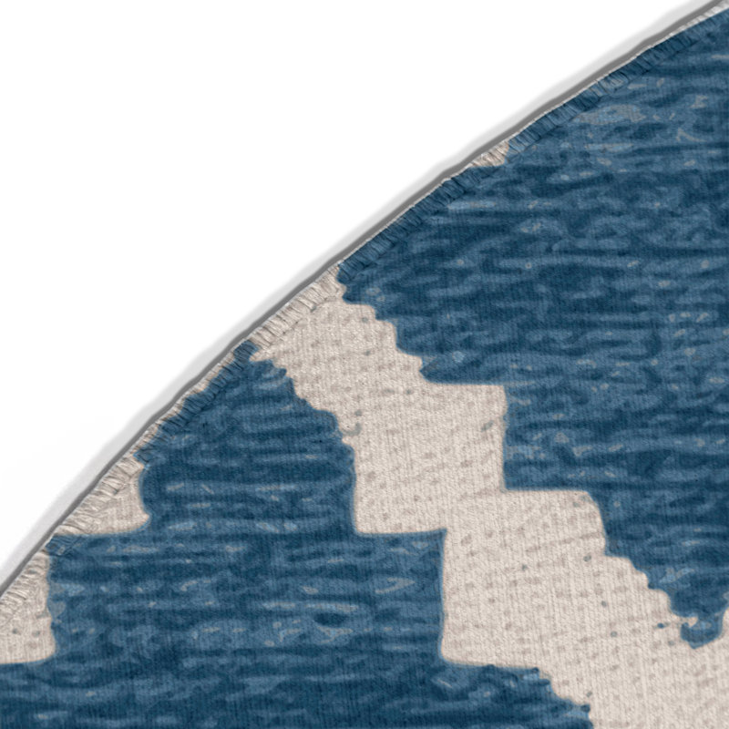 Tapis bleu intérieur et extérieur Trellis, Rond 5 pi
