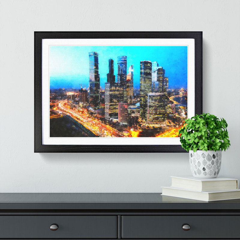 Moscow Russia Skyline - Framed Print, 45cm H x 63cm W x 2cm D, Black Framed