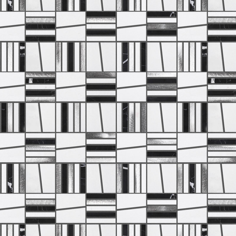 Imperial Random 12''  X 12'' Mosaic Wall Tile, White/Silver