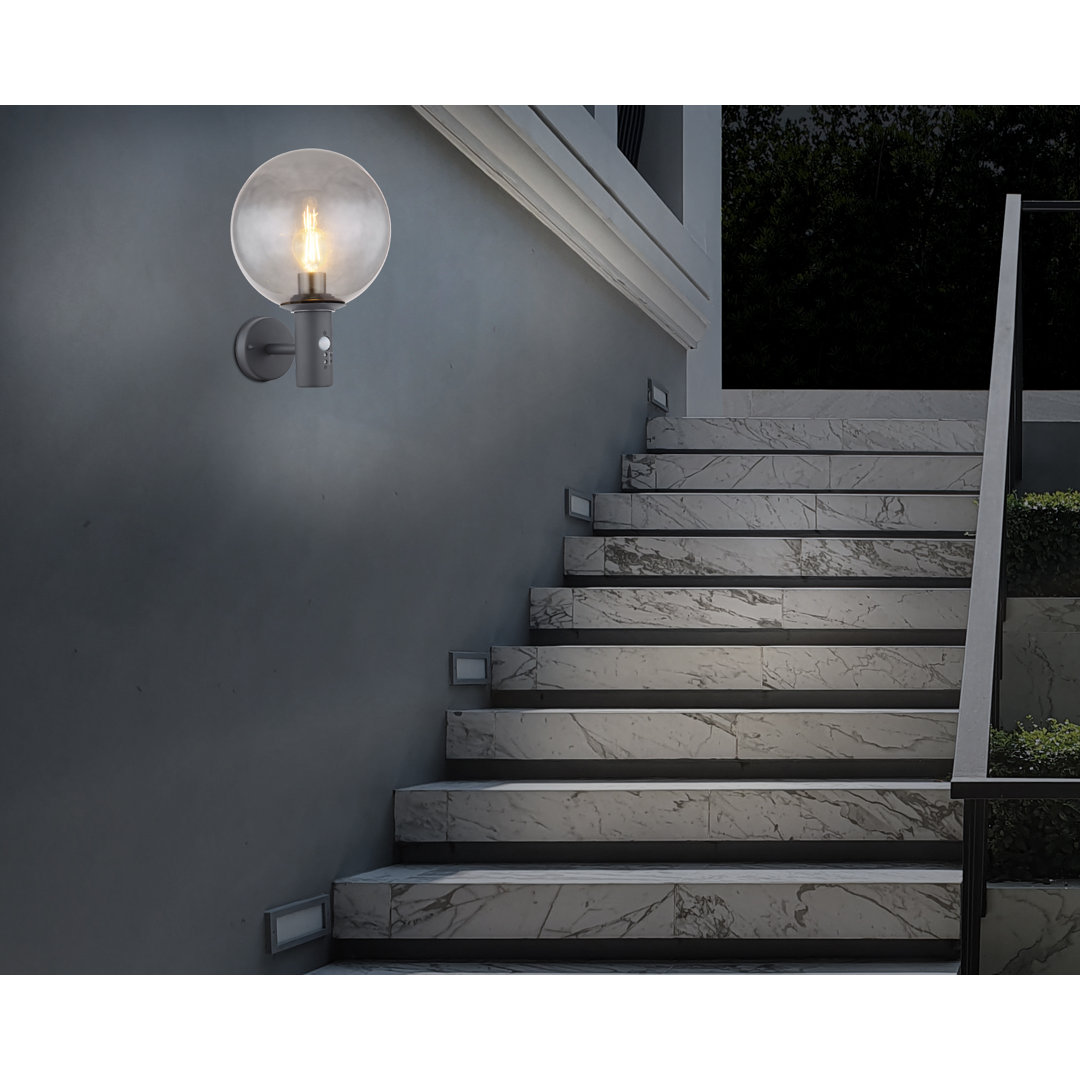 Gamelin Anthracite 37cm H Frosted Glass Outdoor Armed Sconce
