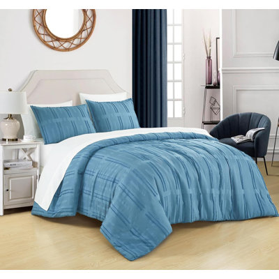 Brady Waffle Textured Clip Jacquard Bed in a Bag Comforter Set with Sheets