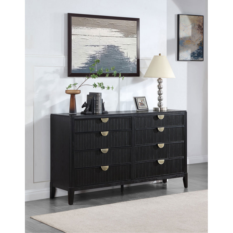 Commode noire à 8 tiroirs