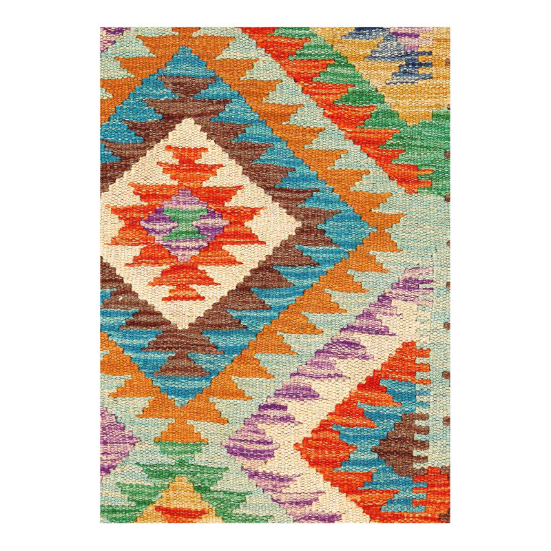 Tapis kilim réversible en laine tissée à plat sur laine 3 pi 4 po x 5 pi