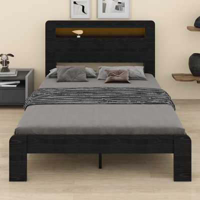 Platform Bed Frame With Storage LED Headboard,And Large Under Bed Storage