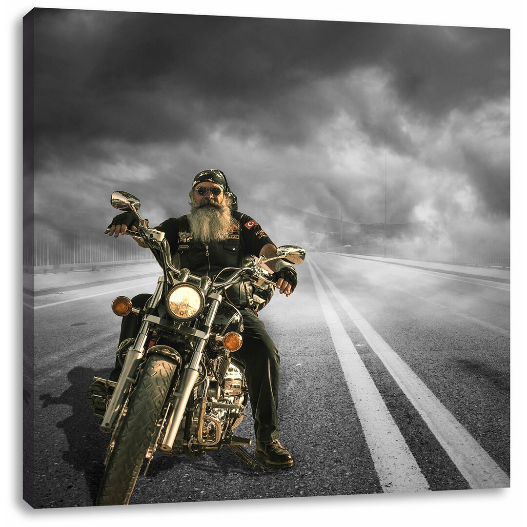 Leinwandbild Biker auf Highway