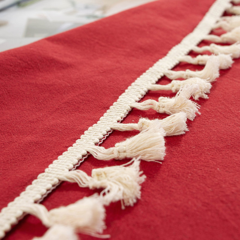Nappe en coton lavable de haute qualité avec pampille, L 86 po x l 55 po, Rouge