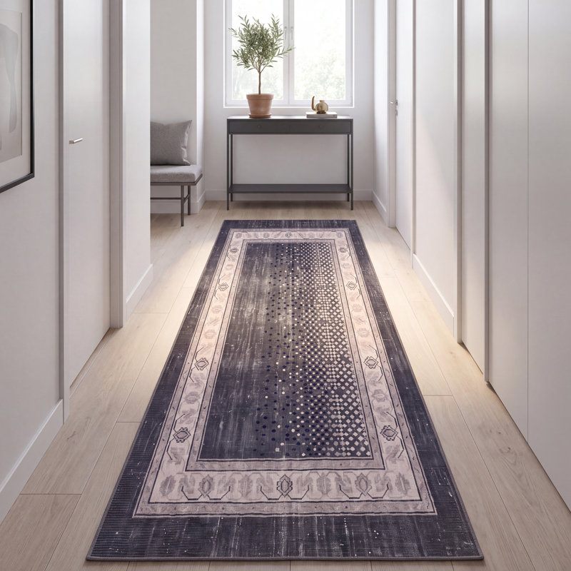 Tapis Radcliffe moderne à motif mosaïque mouchetée abstraite gris et noir, lavable à la machine, antidérapant, à poils courts, pour l'intérieur et l'extérieur, adapté aux animaux domestiques, idéal pour le salon, la chambre, la salle à manger, l'entrée, le corridor ou le bureau.
