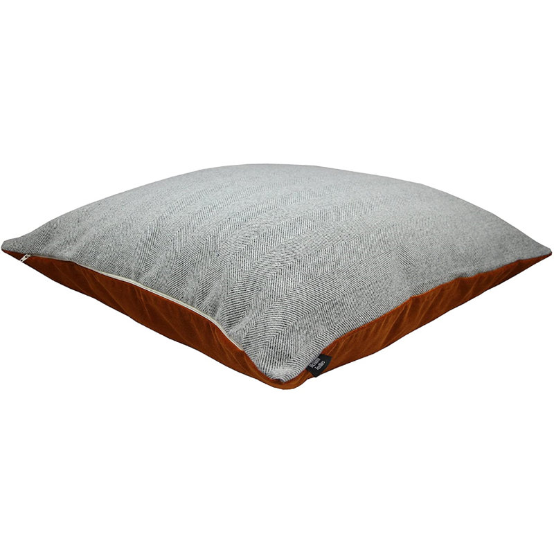 Square Floor Cushion, Grey/Orange