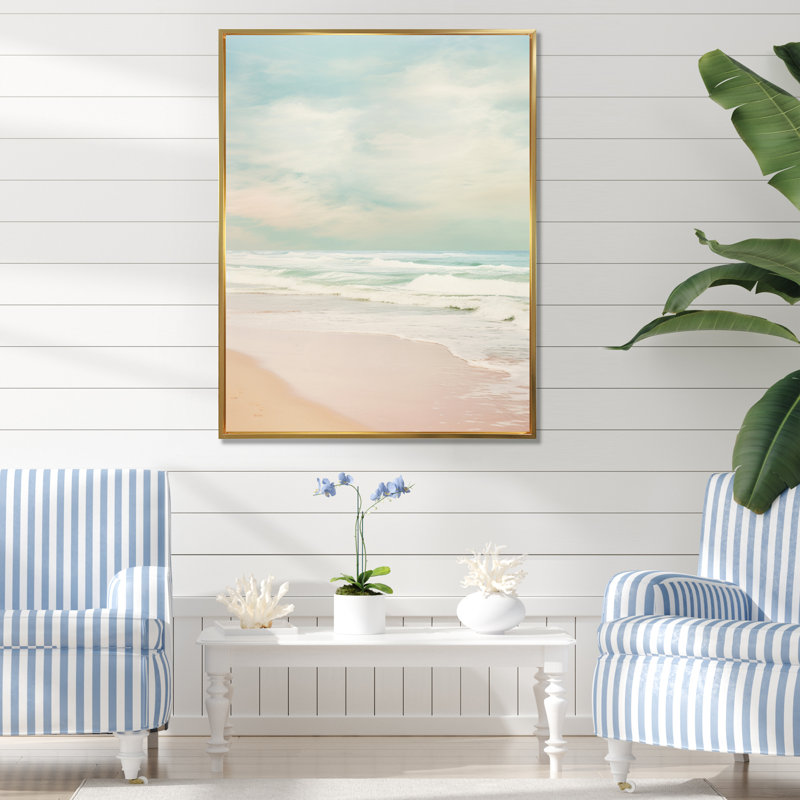 Minimalisme, plage, paysage, impression sur toile, 20" H x 12" W, Cadre flottant doré