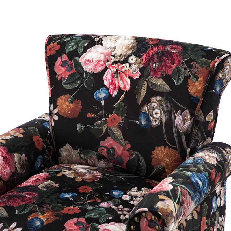 Asul Armchair with Nailhead Trim, Black Velvet